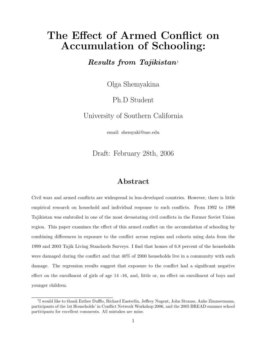 The Effect of Armed Conflict on Accumulation of Schooling