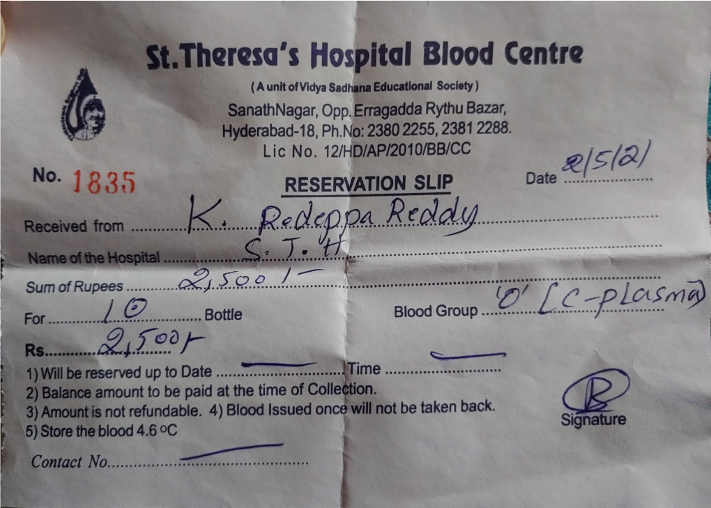 St.Theresa's Hospital Blood Centre (A Unit Ofvidya Sadhana Educational Society) Sanathnagar, Opp