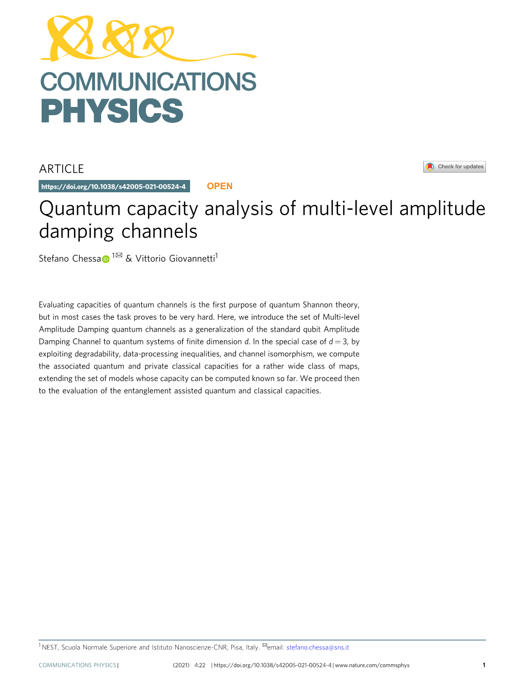 Quantum Capacity Analysis of Multi-Level Amplitude Damping