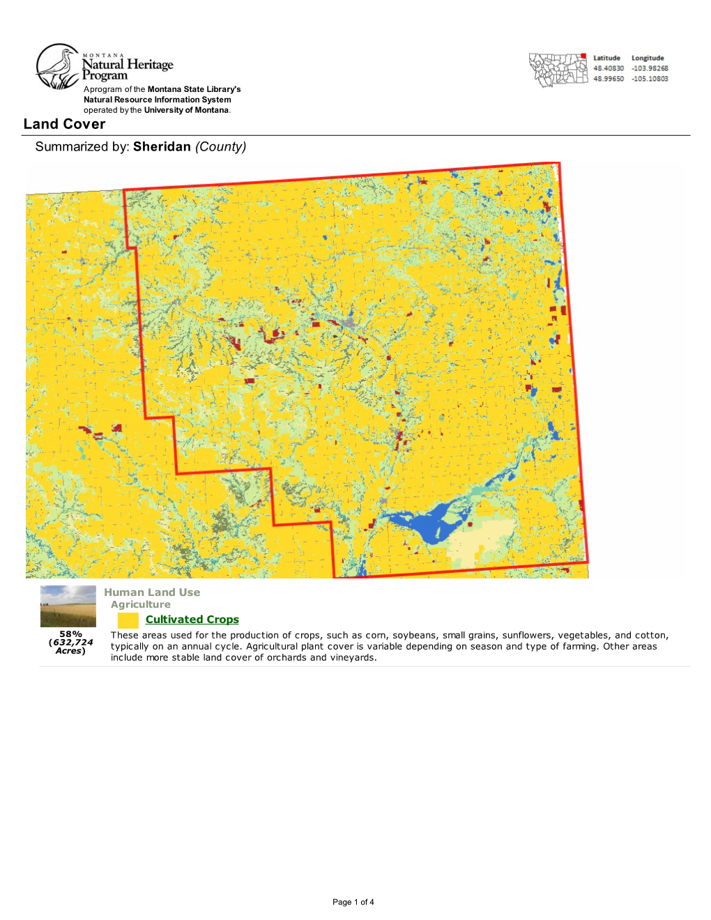 Land Cover Summarized By: Sheridan (County)