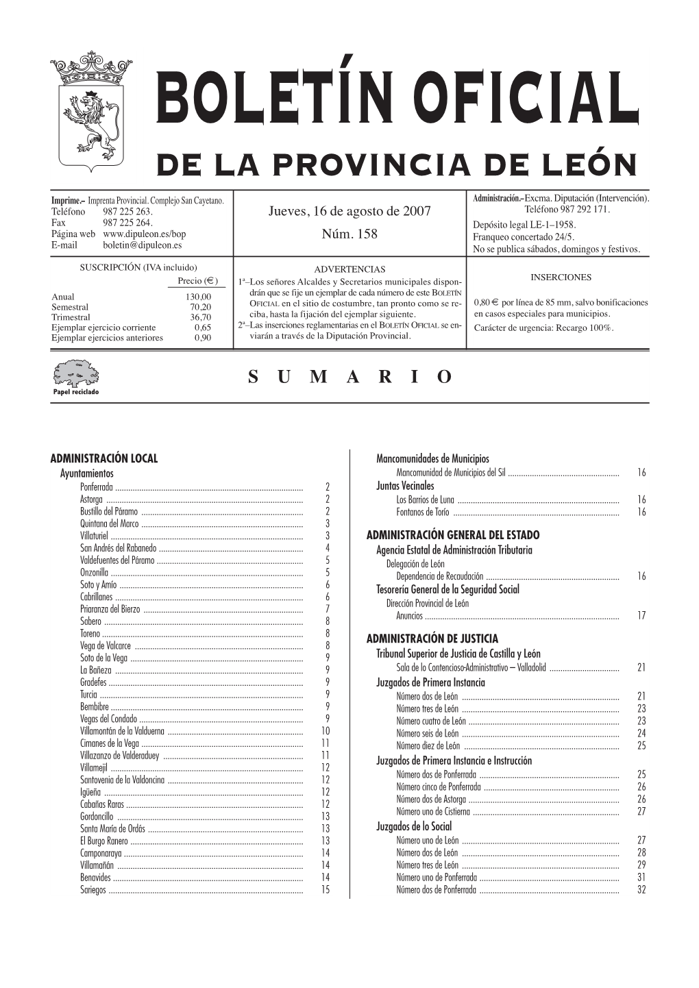 Boletín Oficial De La Provincia De León