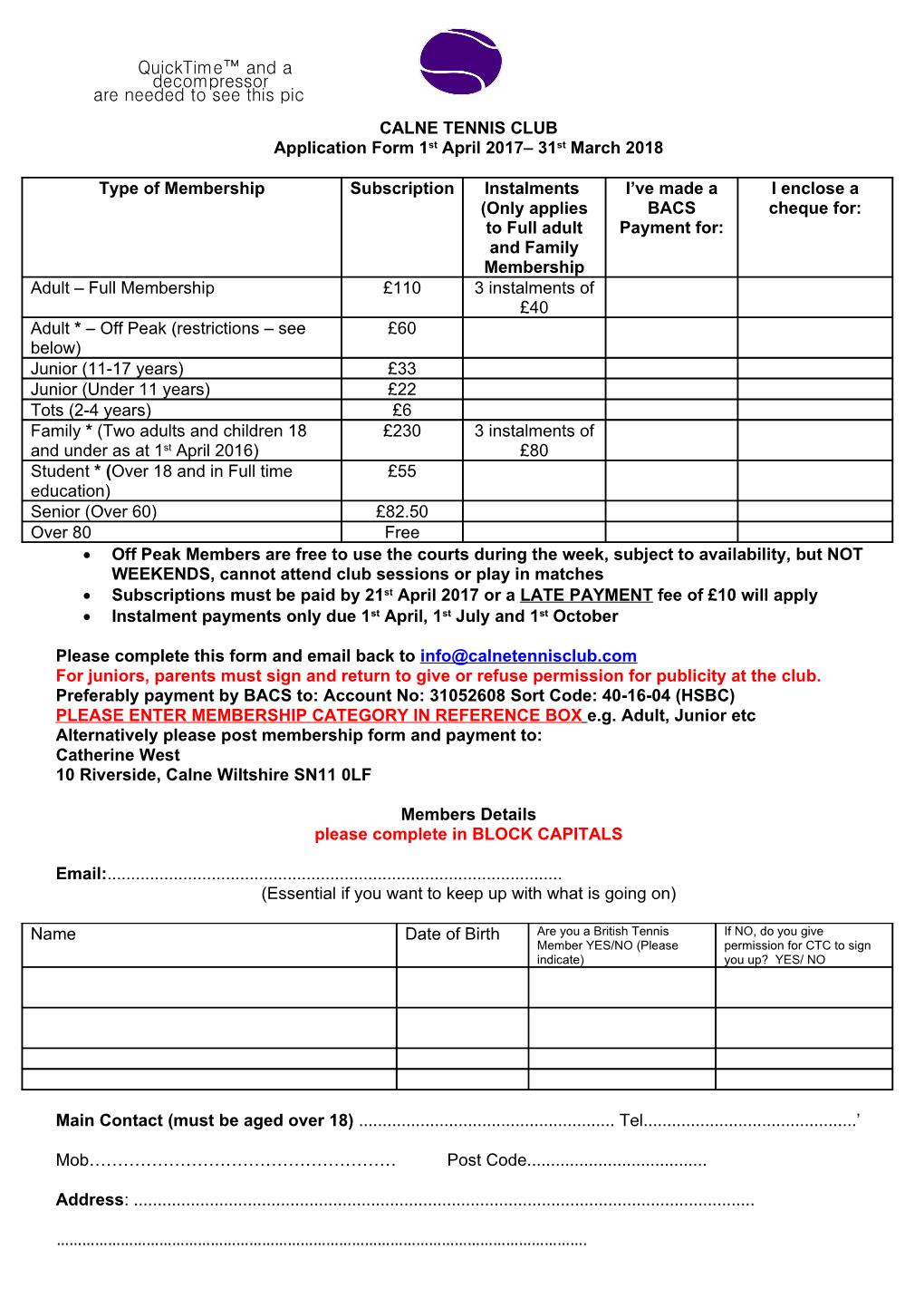 Application Form 1St April 2017 31St March 2018