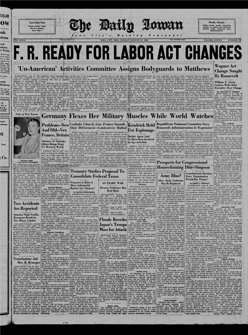 Daily Iowan (Iowa City, Iowa), 1938-08-21