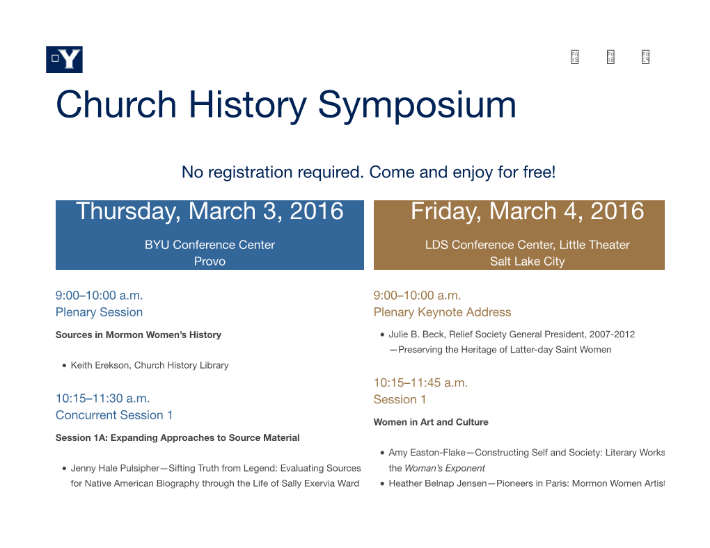 2016 Church History Symposium Website