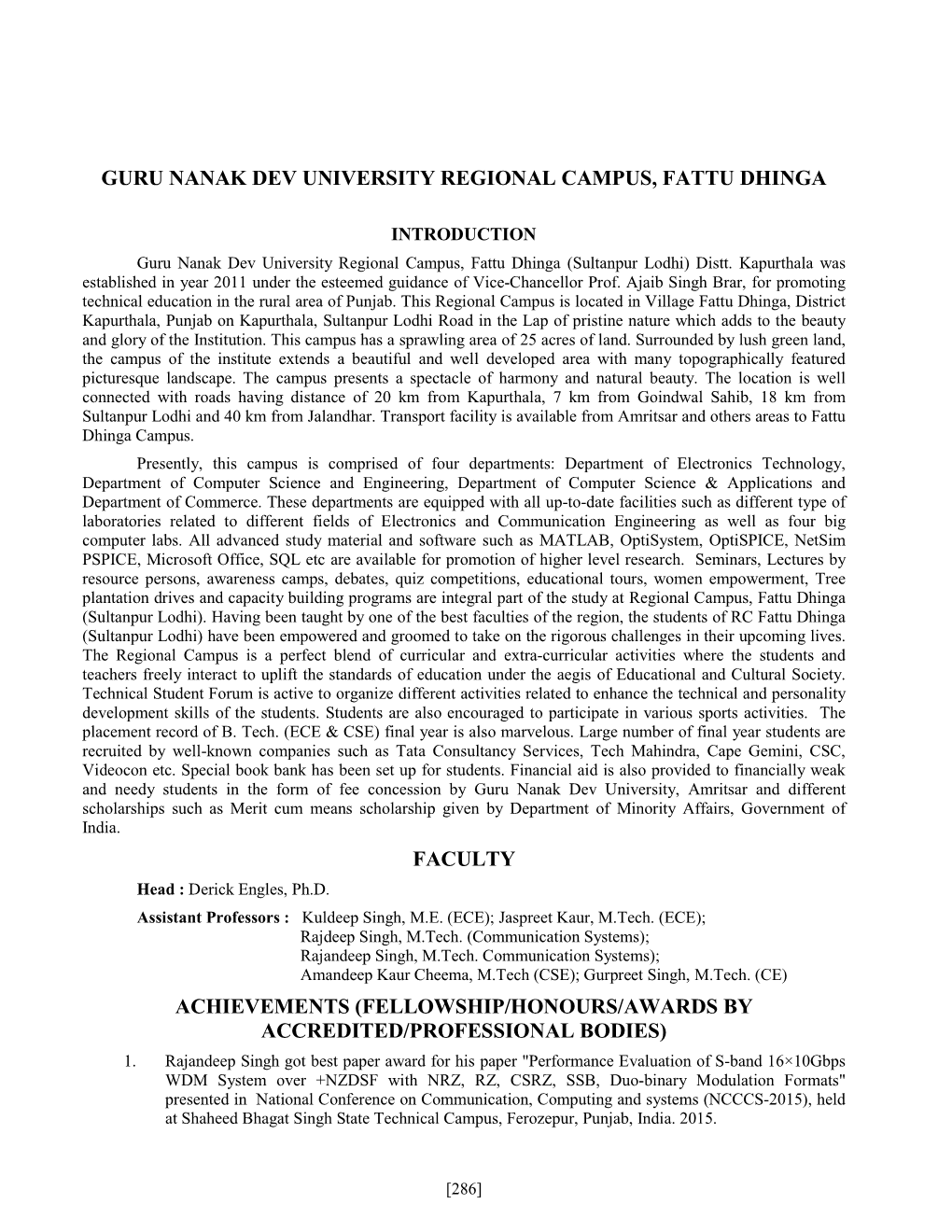 Guru Nanak Dev University Regional Campus, Fattu Dhinga