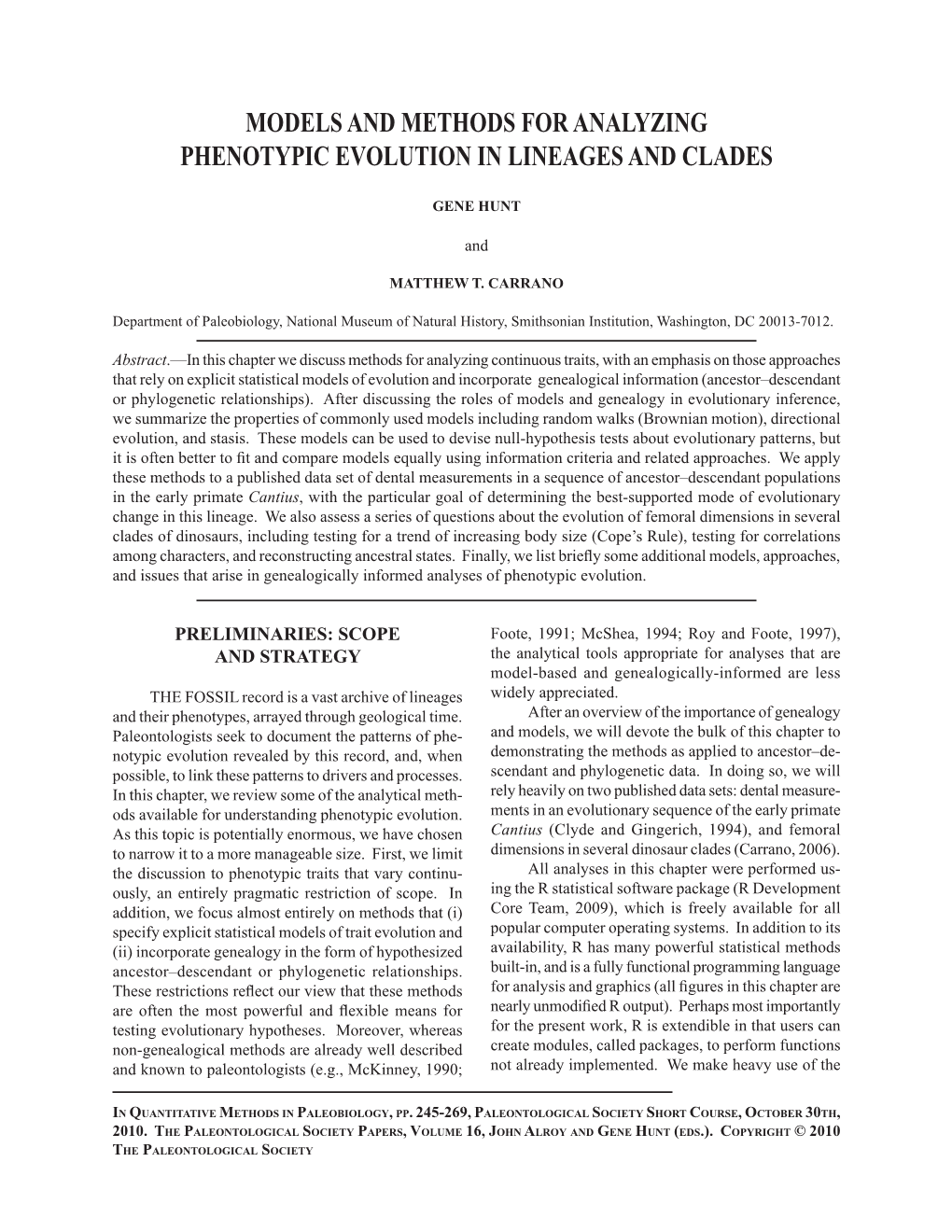 Models and Methods for Analyzing Phenotypic Evolution in Lineages and Clades