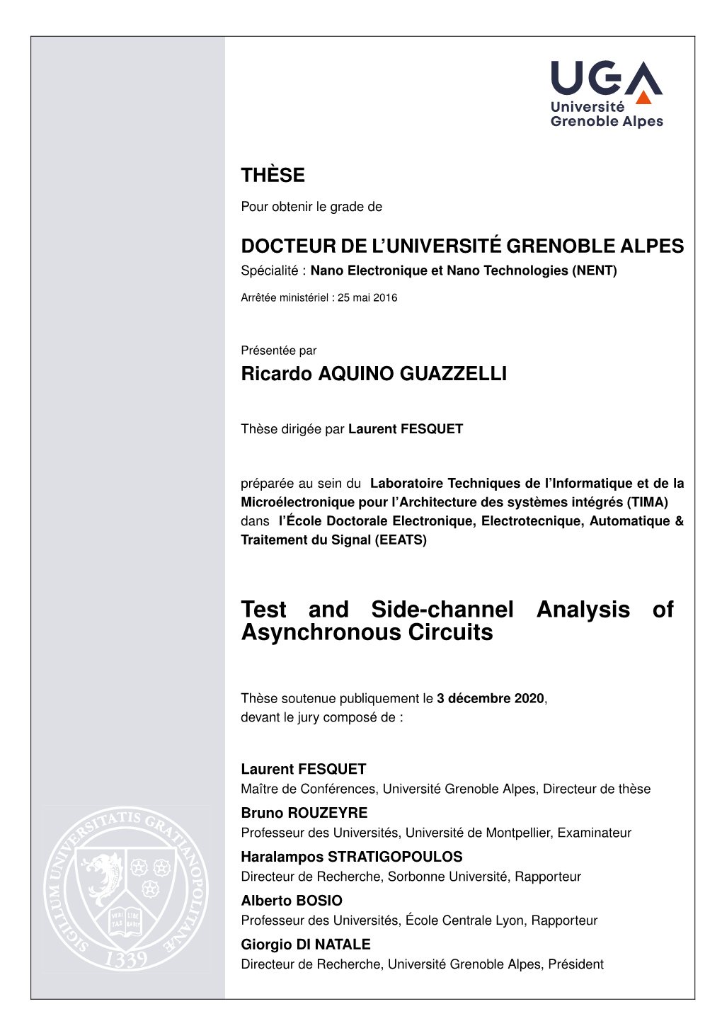 Test and Side-Channel Analysis of Asynchronous Circuits