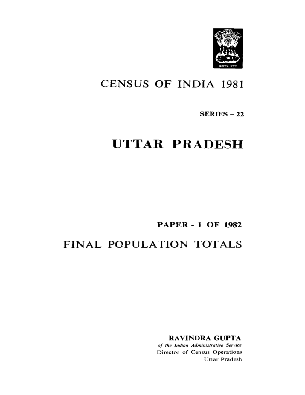 Final Population Total, Series-22, Uttar Pradesh