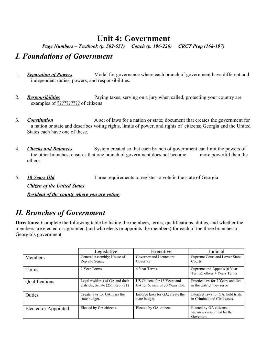 Page Numbers Textbook (P. 502-551) Coach (P. 196-226) CRCT Prep (168-197) s1