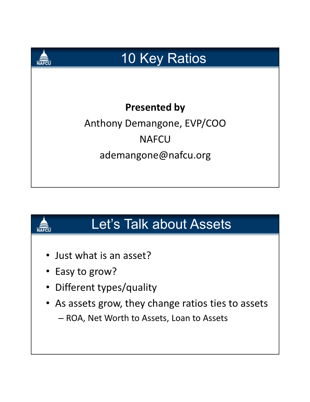 10 Key Ratios Let's Talk About Assets