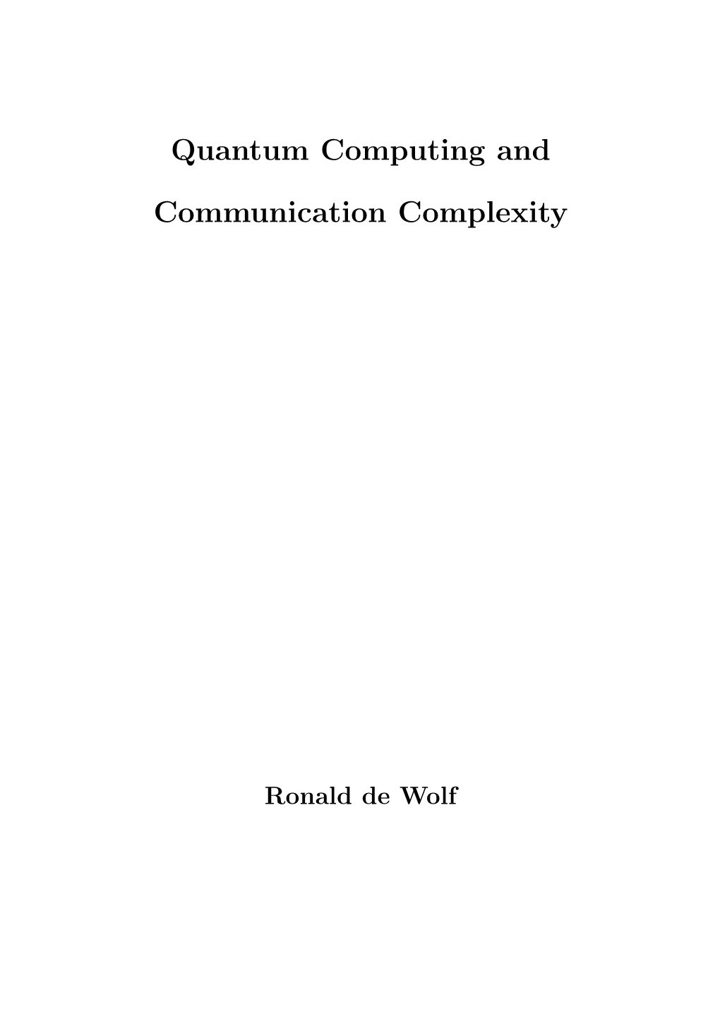 Quantum Computing and Communication Complexity