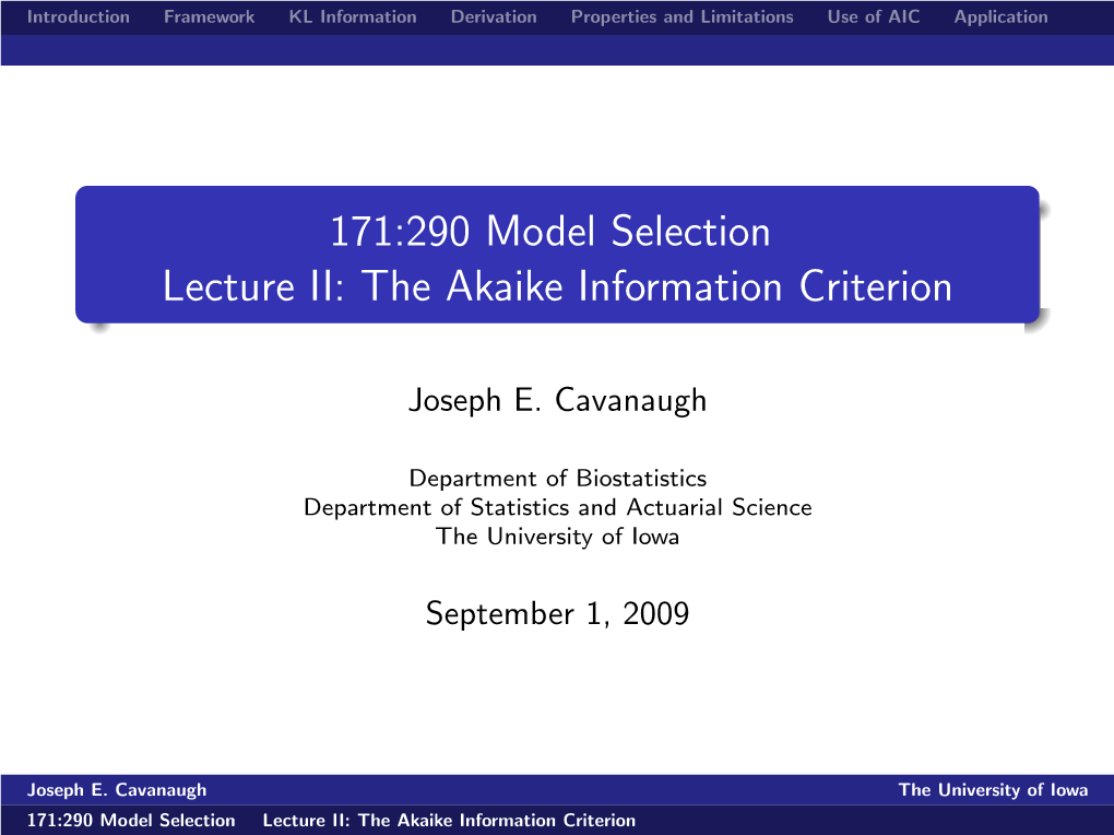 The Akaike Information Criterion