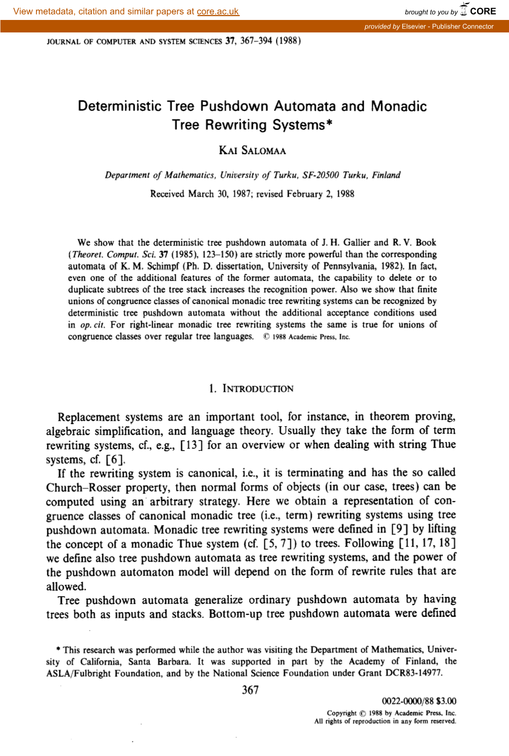 Deterministic Tree Pushdown Automata and Monadic Tree Rewriting Systems*