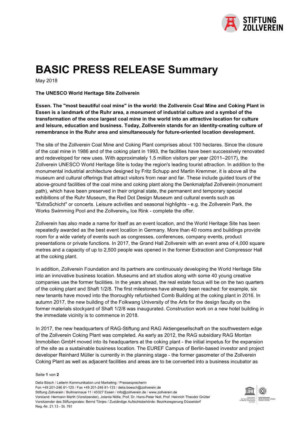 BASIC PRESS RELEASE Summary May 2018