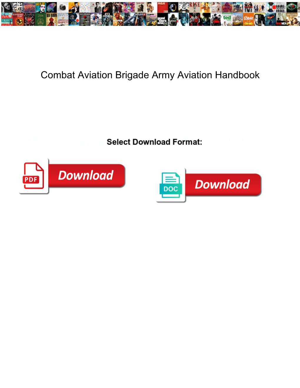 Combat Aviation Brigade Army Aviation Handbook