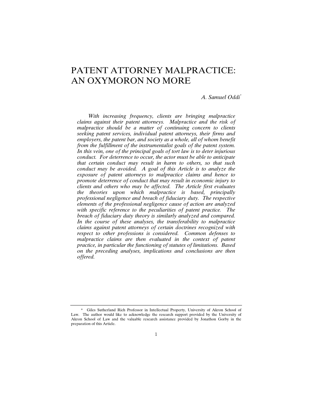 Patent Attorney Malpractice: an Oxymoron No More