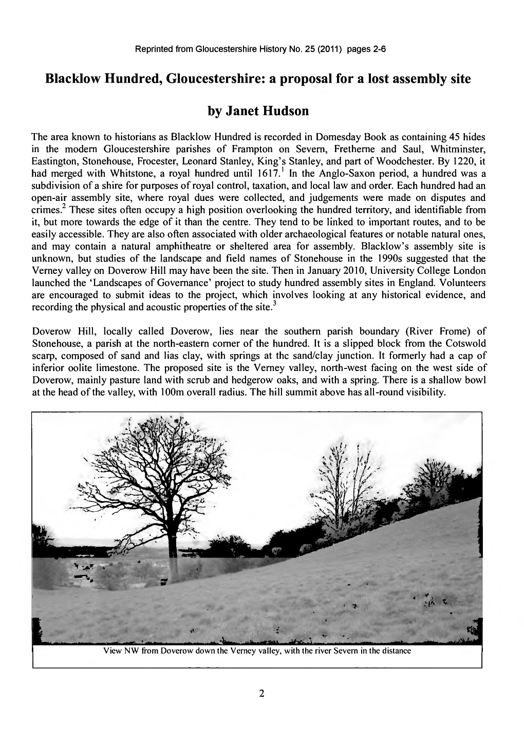 Blacklow Hundred, Gloucestershire: a Proposal for a Lost Assembly Site By