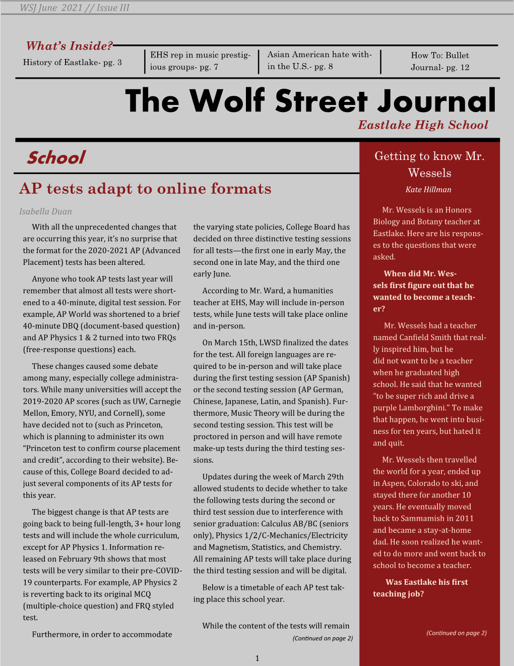 The Wolf Street Journal Eastlake High School