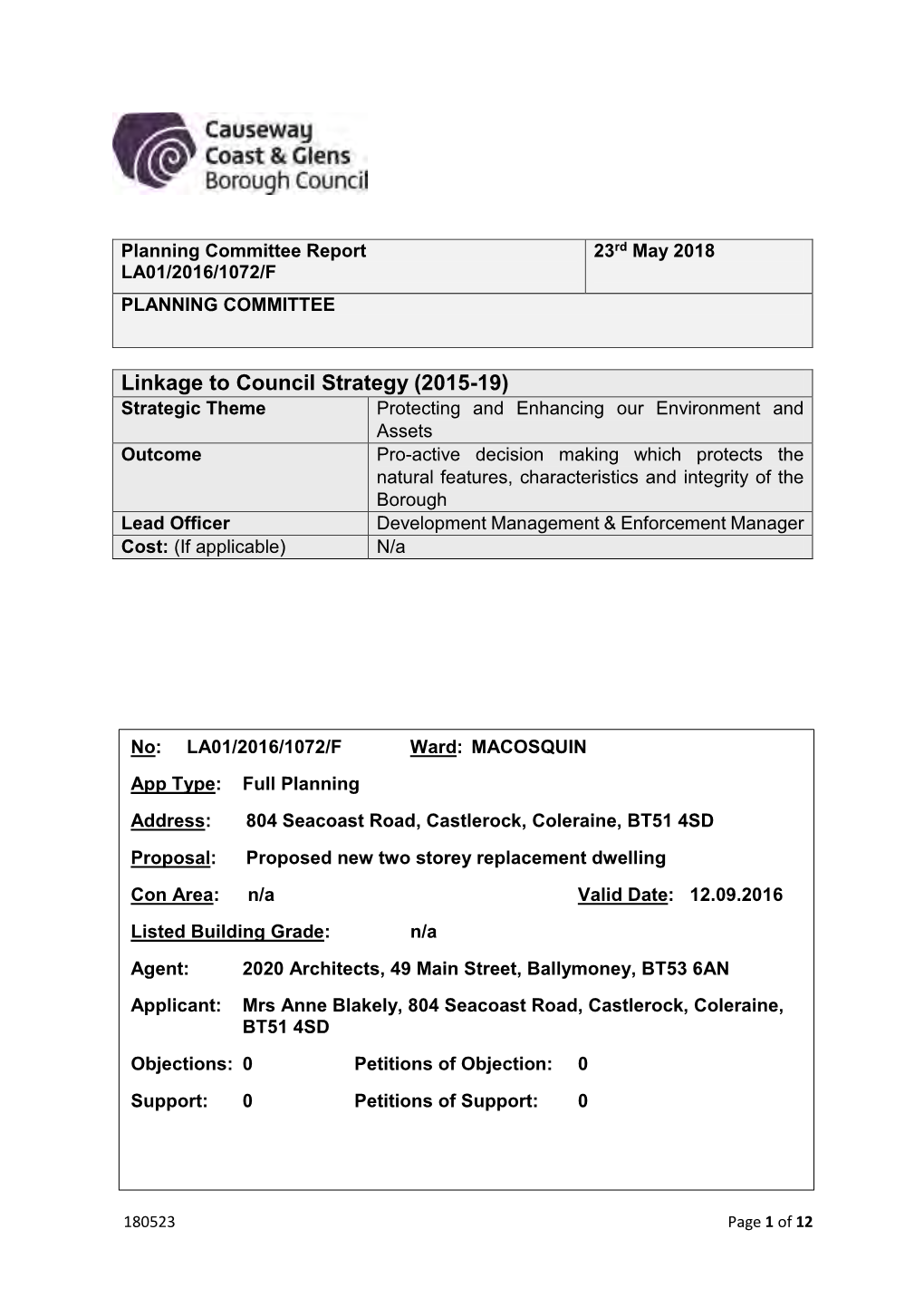 Linkage to Council Strategy (2015-19)