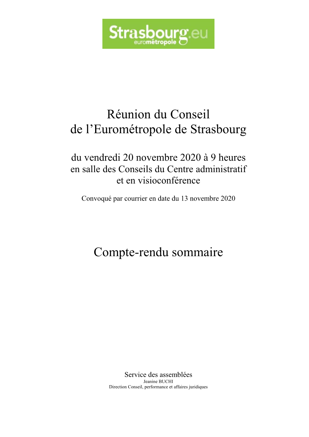 Réunion Du Conseil De L'eurométropole De Strasbourg
