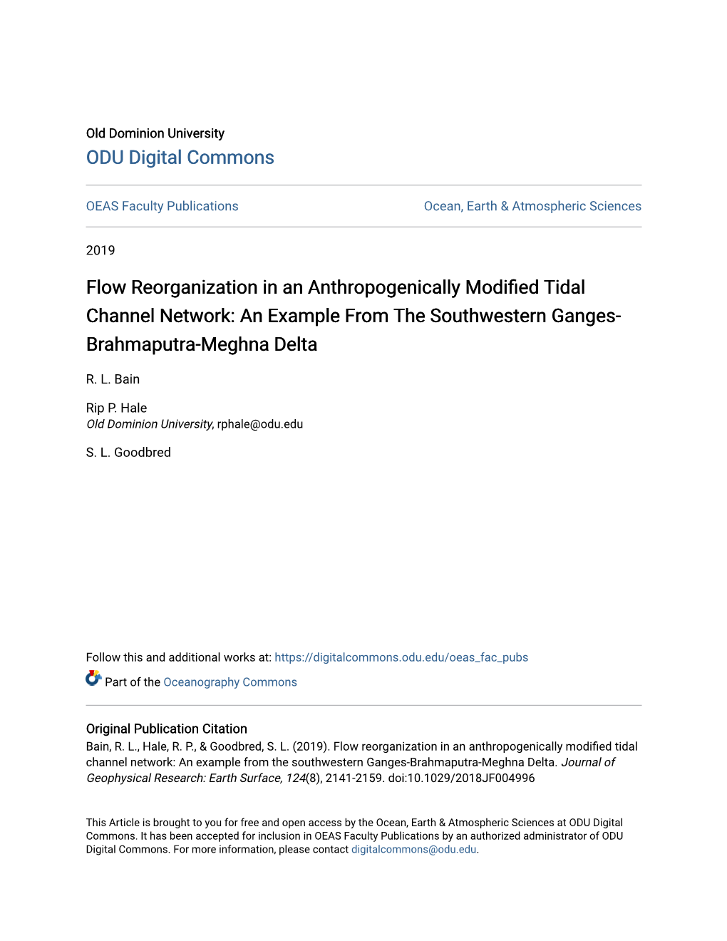 Flow Reorganization in an Anthropogenically Modified Tidal Channel Network: an Example from the Southwestern Ganges- Brahmaputra-Meghna Delta