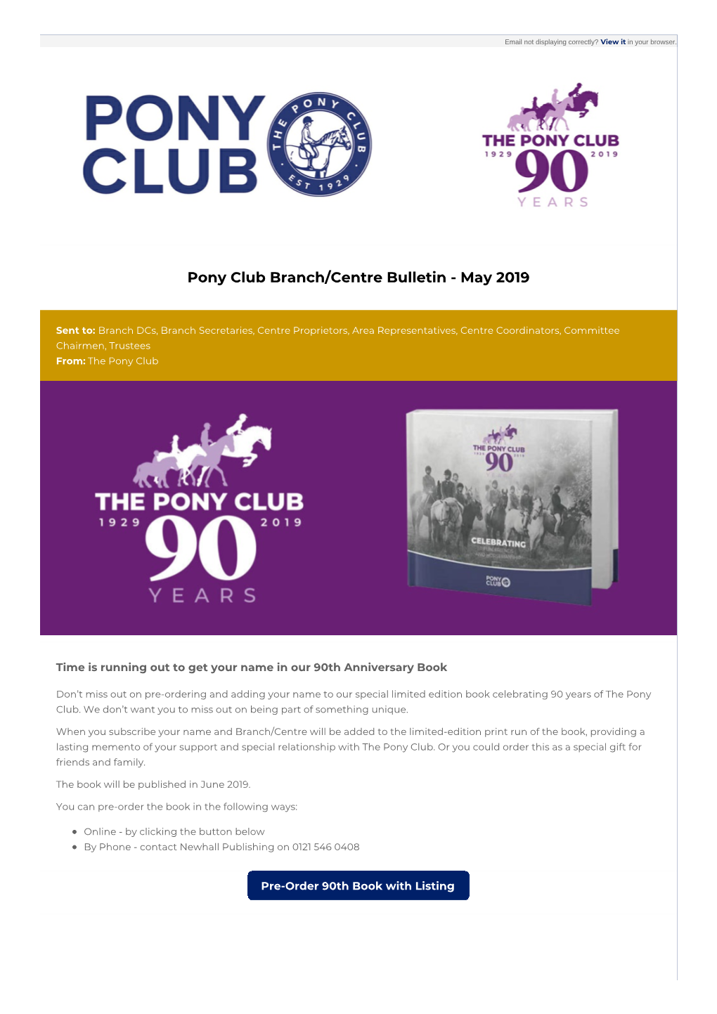 Pony Club Branch/Centre Bulletin - May 2019