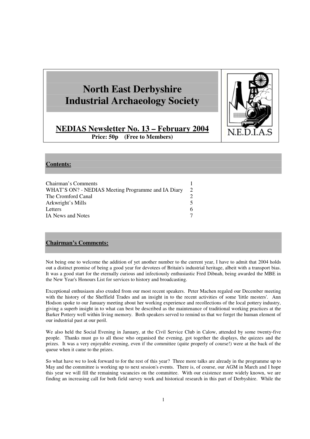 NEDIAS Newsletter No 13 Feb 2004