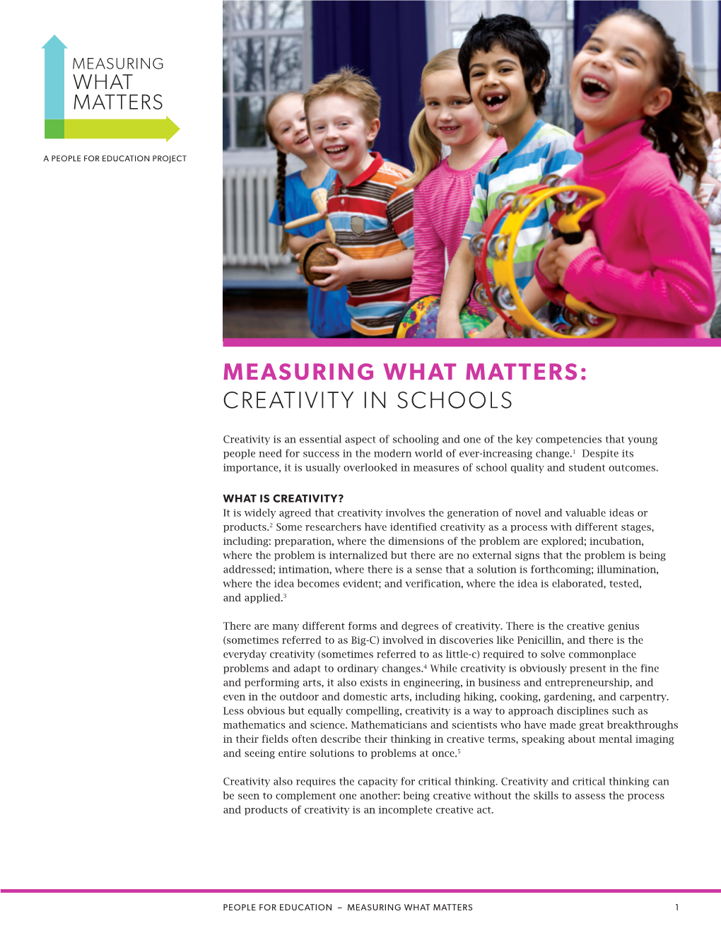 Measuring What Matters: Creativity in Schools