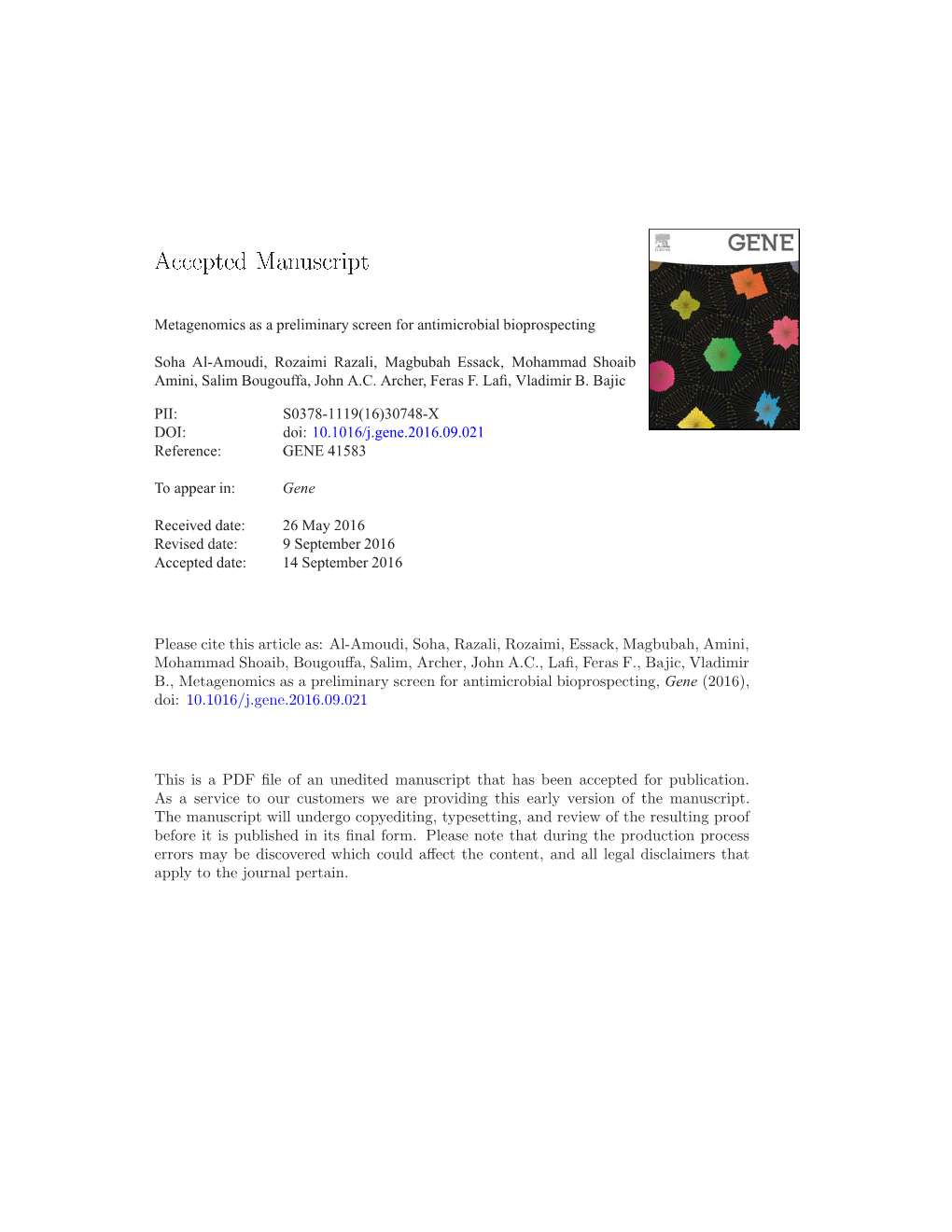 Metagenomics As a Preliminary Screen for Antimicrobial Bioprospecting