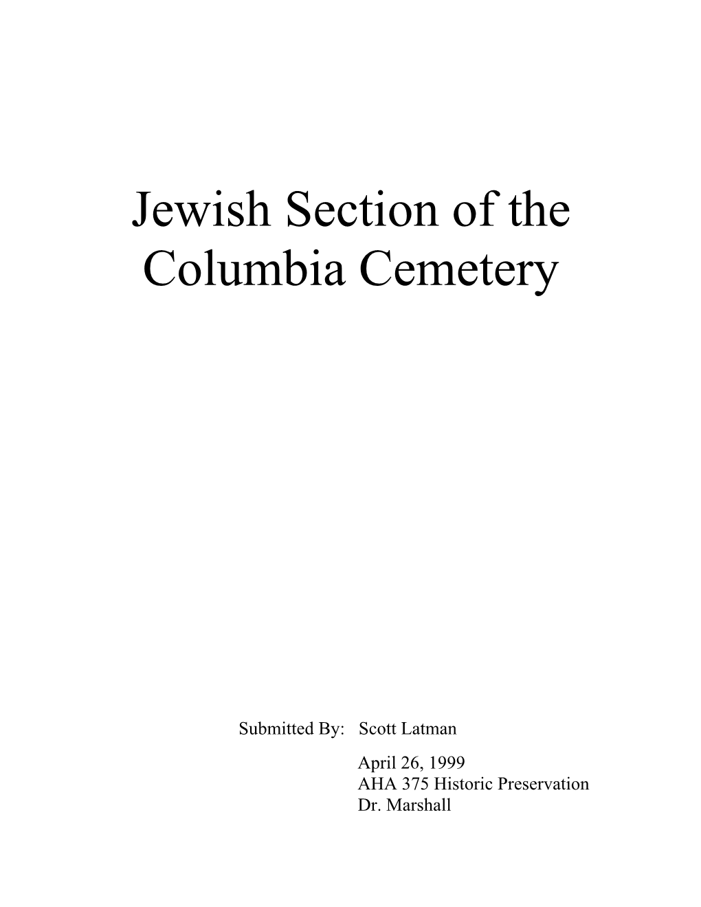 Jewish Section of the Columbia Cemetery