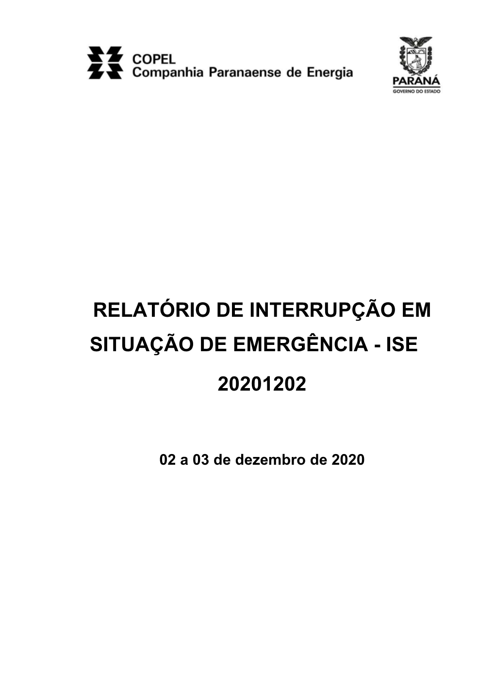 Relatório De Interrupção Em Situação De Emergência - Ise 20201202