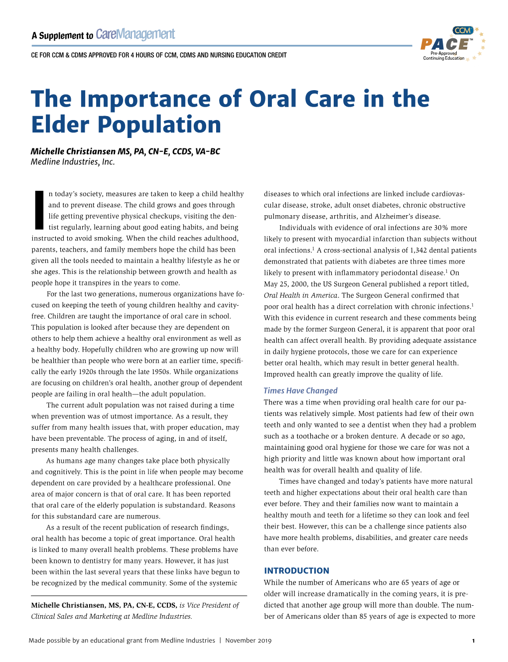 The Importance of Oral Care in the Elder Population