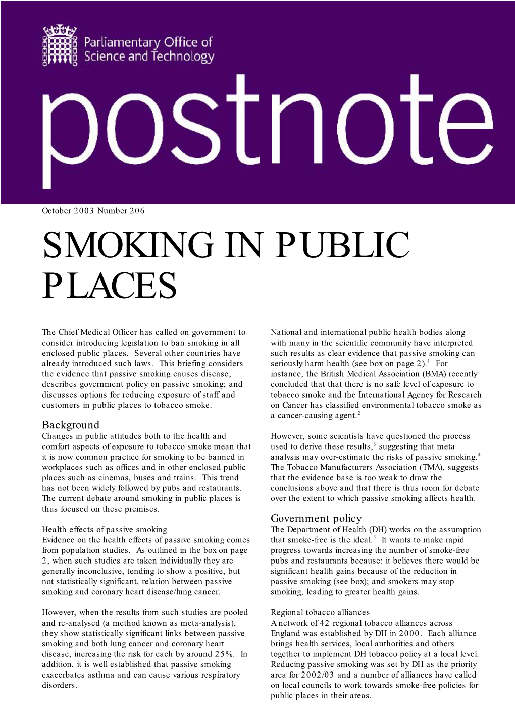 Smoking in Public Places