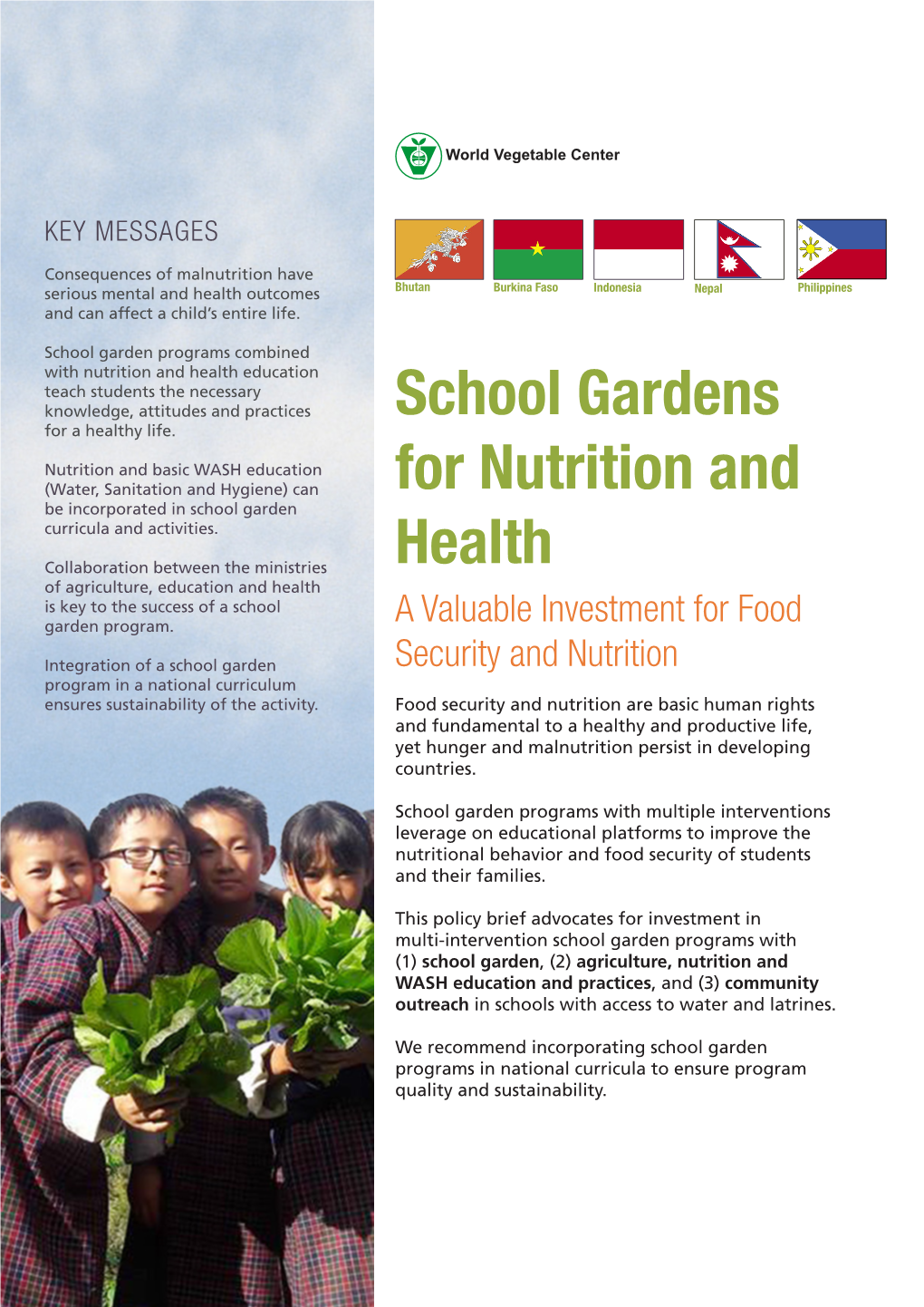 School Gardens for Nutrition and Health