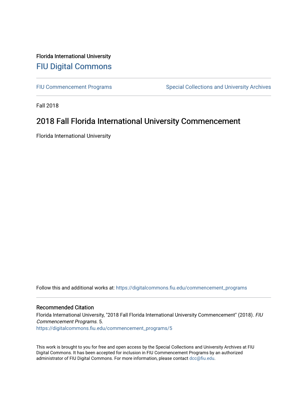 FIU Commencement Fall 2018