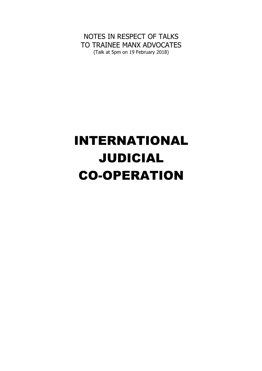 International Judicial Co-Operation Amended January 2018