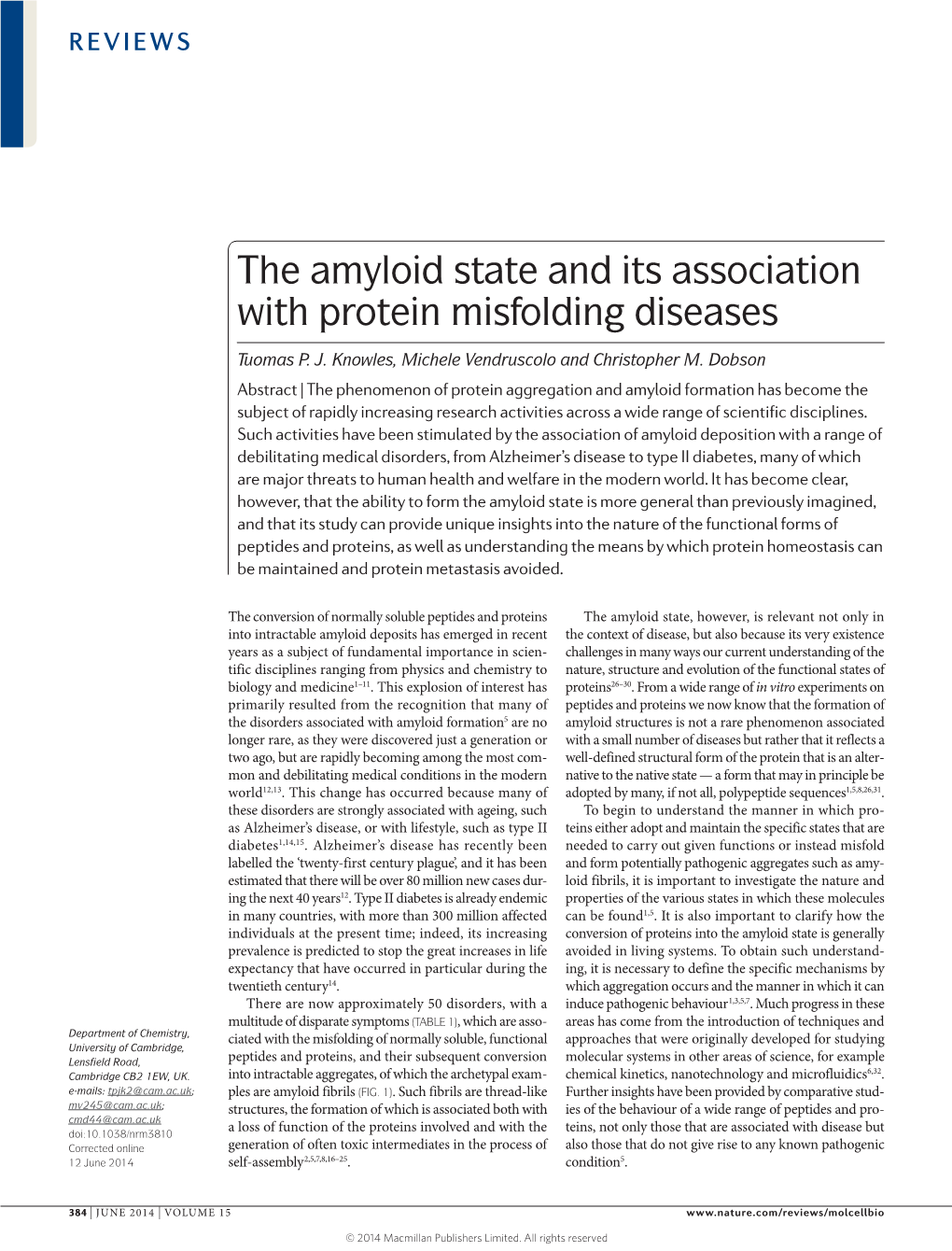 The Amyloid State and Its Association with Protein Misfolding Diseases