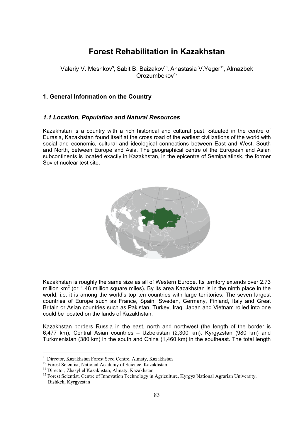 Forest Rehabilitation in Kazakhstan