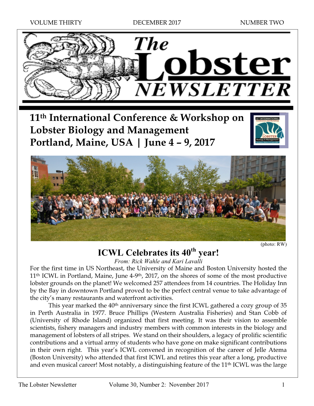 The Lobster Newsletter 30(2)