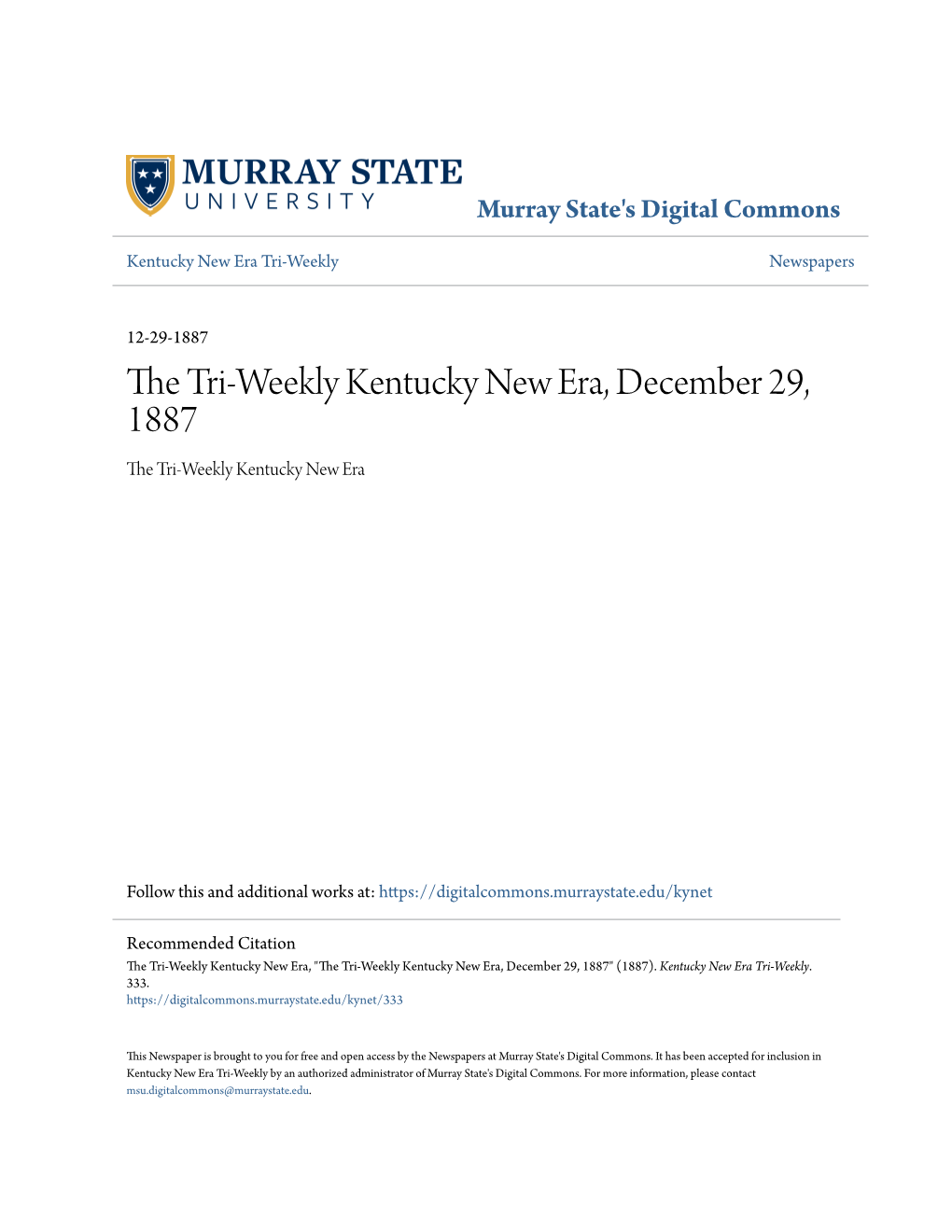The Tri-Weekly Kentucky New Era, December 29, 1887