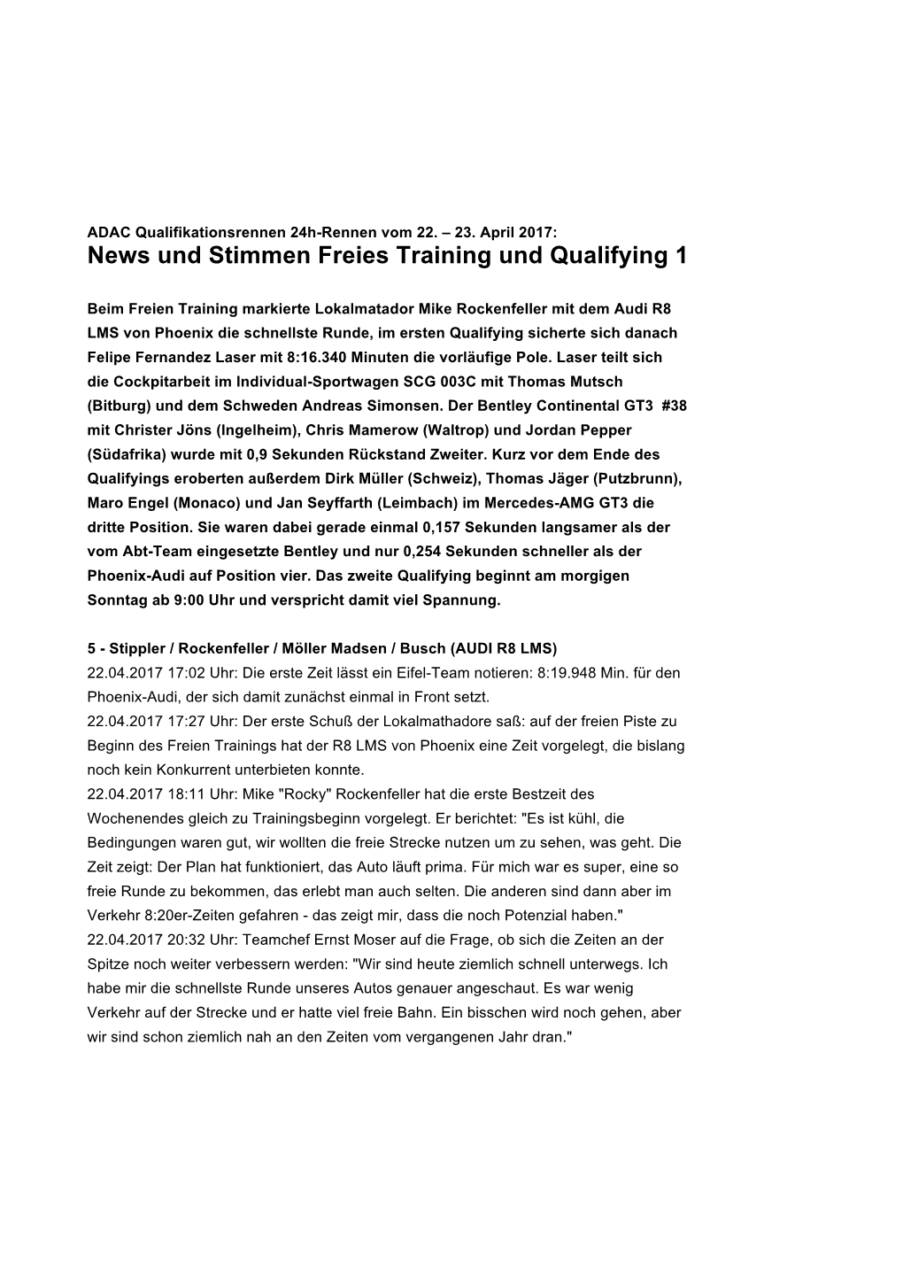 News Und Stimmen Freies Training Und Qualifying 1