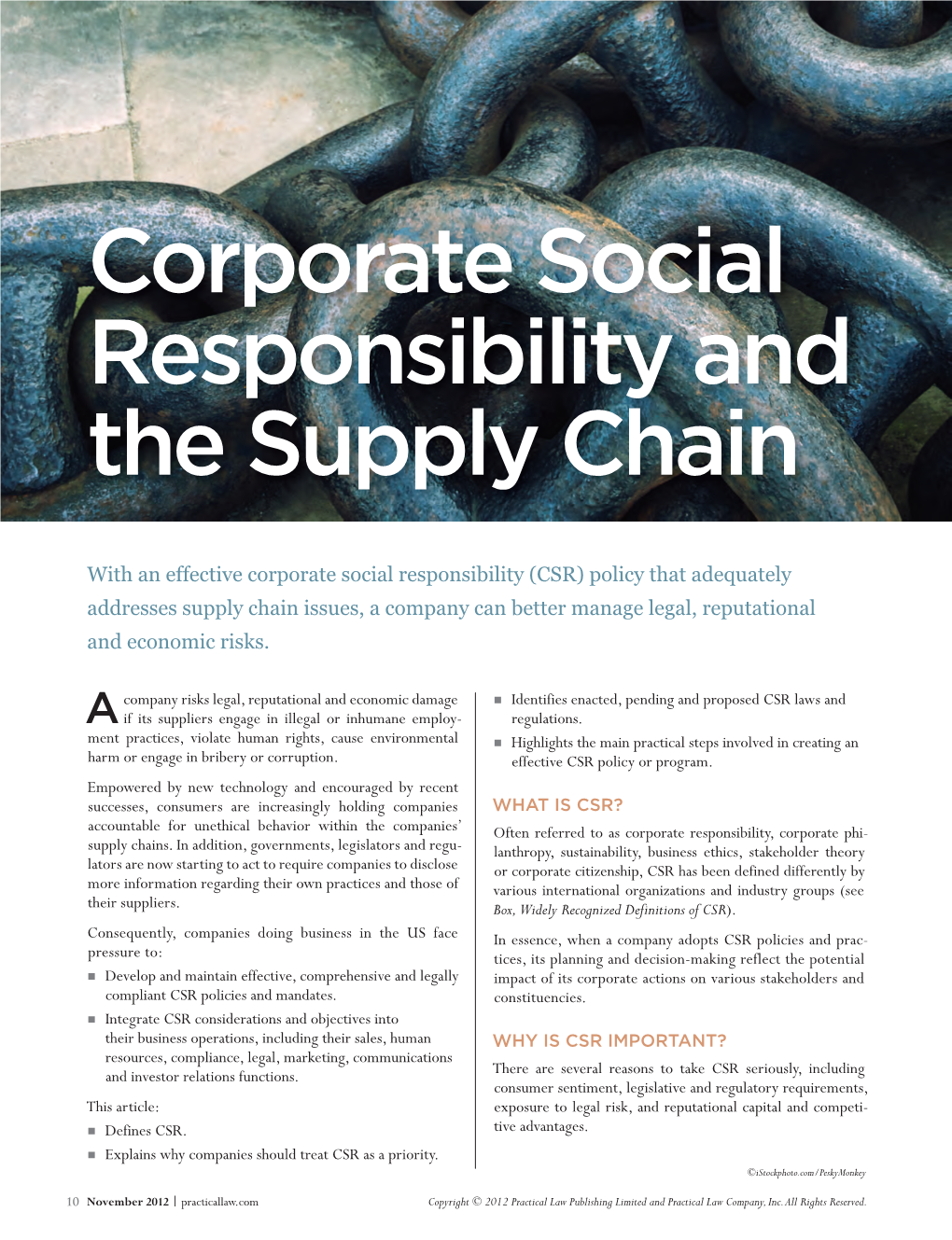 Corporate Social Responsibility and the Supply Chain