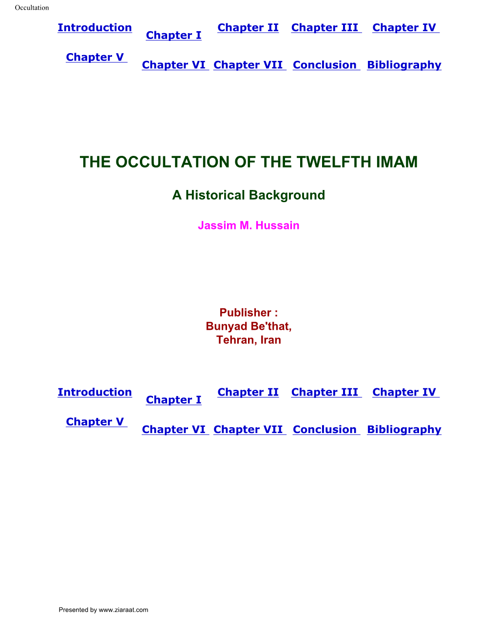 The Occultation of the Twelfth Imam
