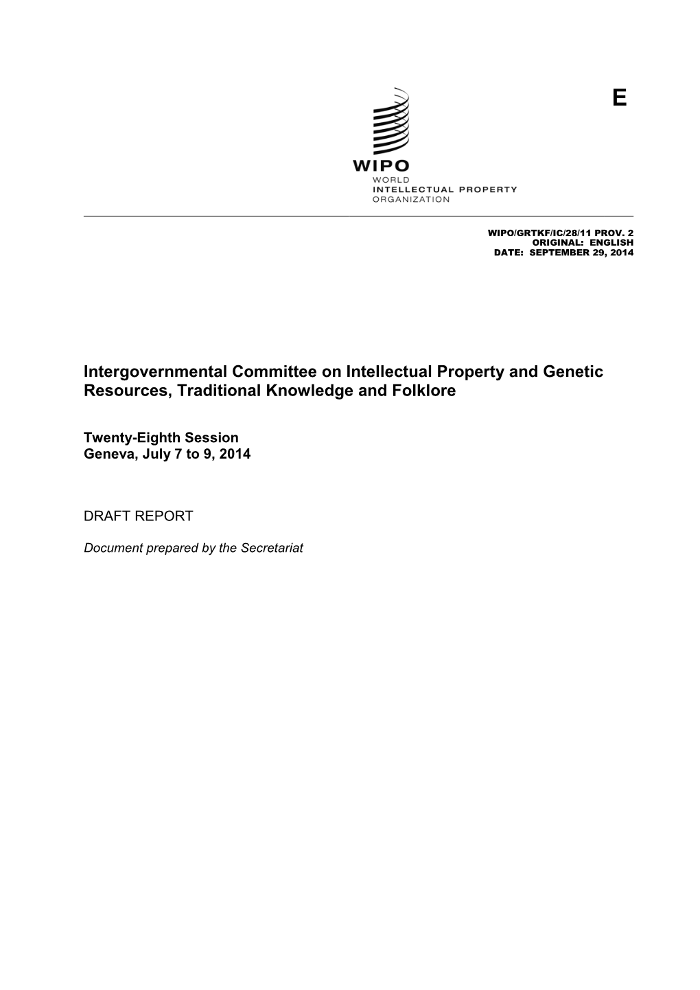 Intergovernmental Committee on Intellectual Property and Genetic Resources, Traditional Knowledge and Folklore