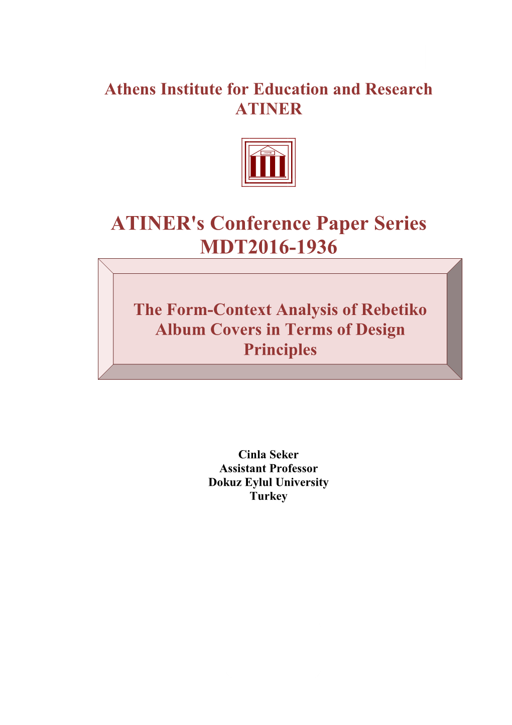 ATINER's Conference Paper Series MDT2016-1936