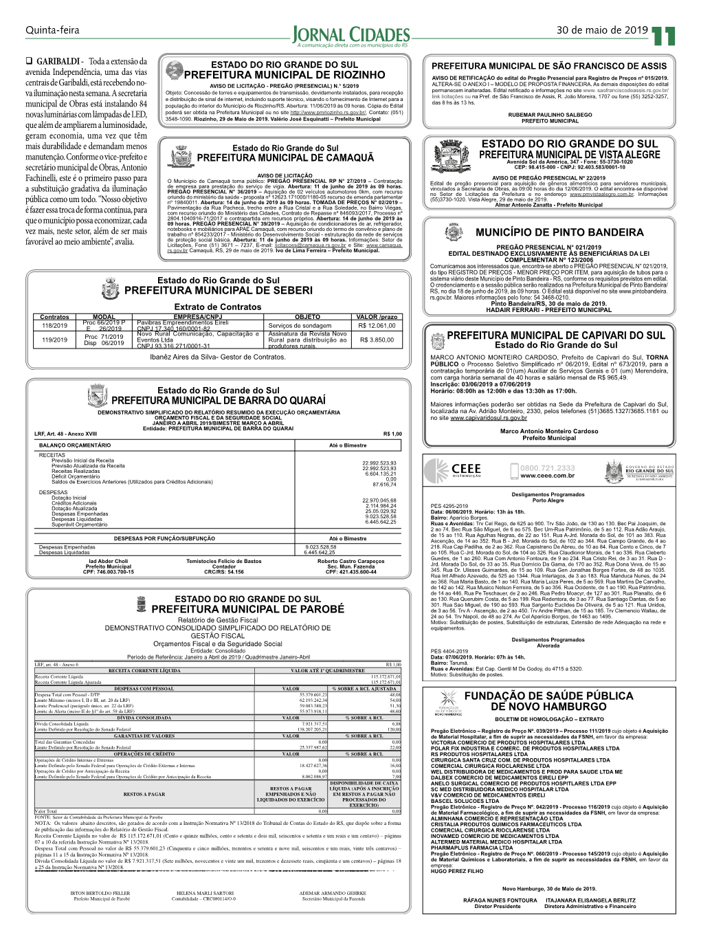 Publicação RREO 2° Bimestre 2019