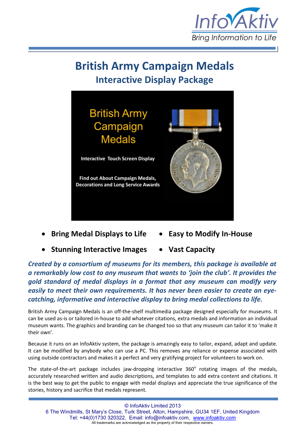 British Army Campaign Medals Interactive Display Package