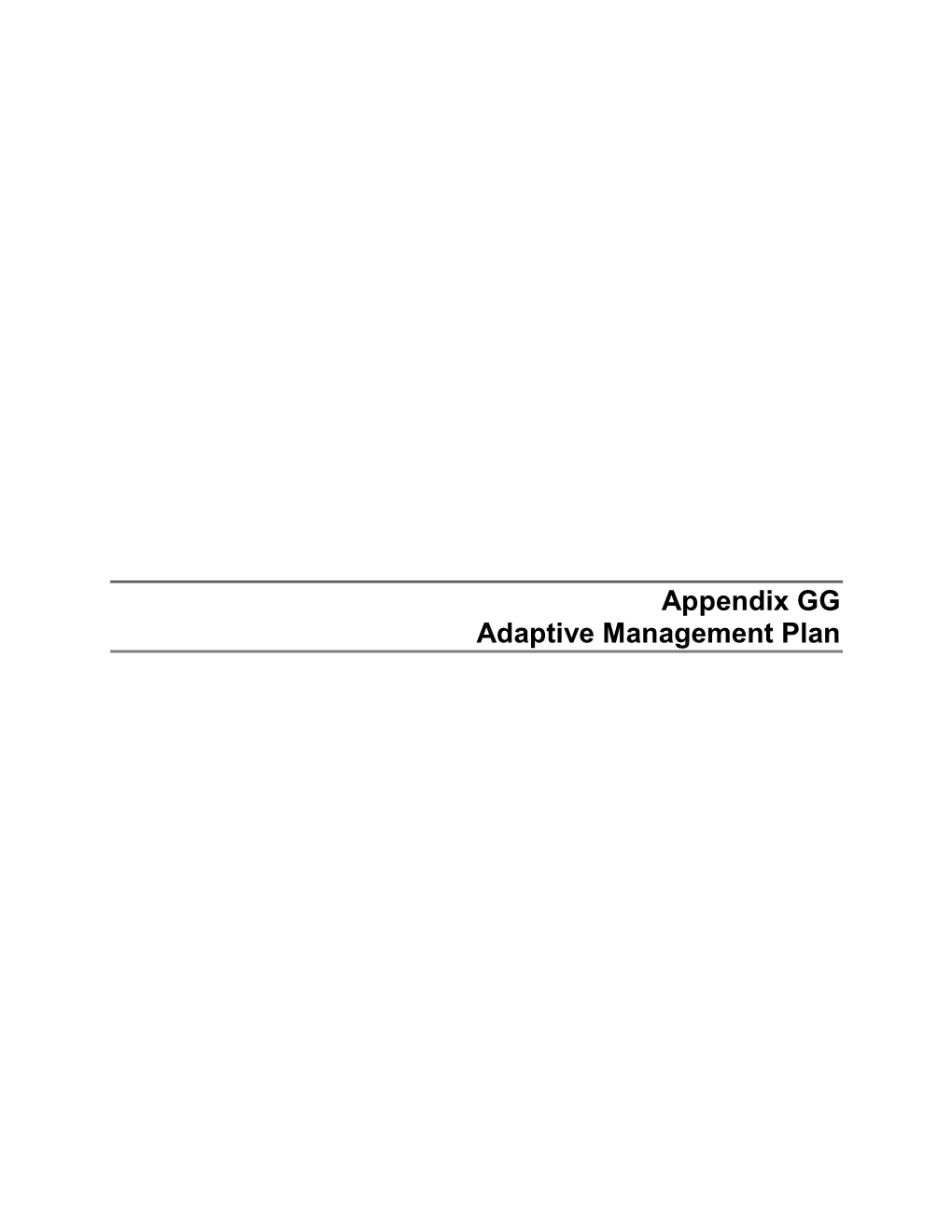 Adaptive Management Plan