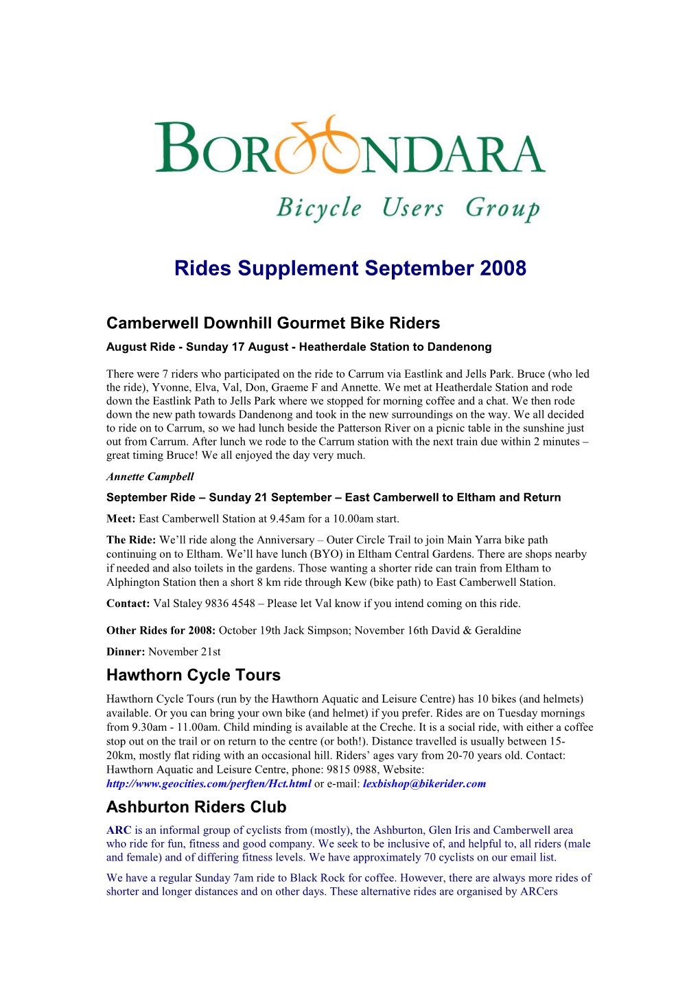 Rides Supplement September 2008