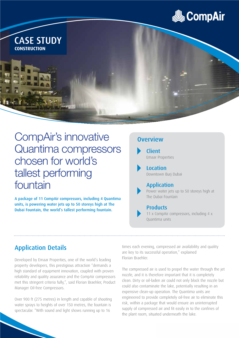 Compair's Innovative Quantima Compressors Chosen for World's Tallest Performing Fountain